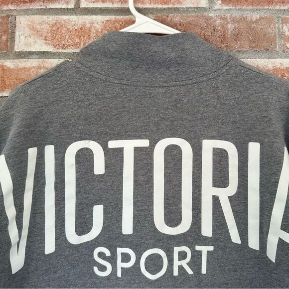 Victoria’s Secret Sport Quarter Zip Logo Sweatshirt Women’s Medium Gray - Picture 7 of 9